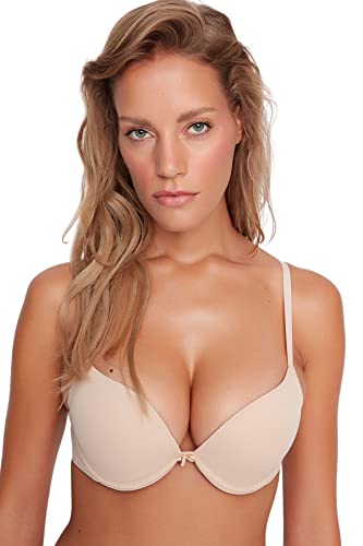 Trendyol Damska bielizna wzmocniona/push-up tkany biustonosz, skóra, 80B, Cielisty, B