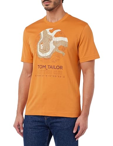 TOM TAILOR T-shirt męski, 32243 – Tomato Cream Orange, M
