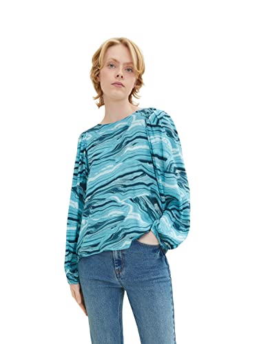 TOM TAILOR Denim Damski Bluzka 1034270, 30701 - Aqua Marble Print, L
