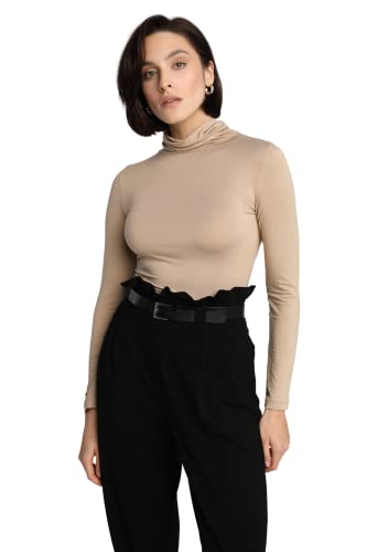 Madnezz House Damska koszulka golfowa z długim rękawem, beżowy, M