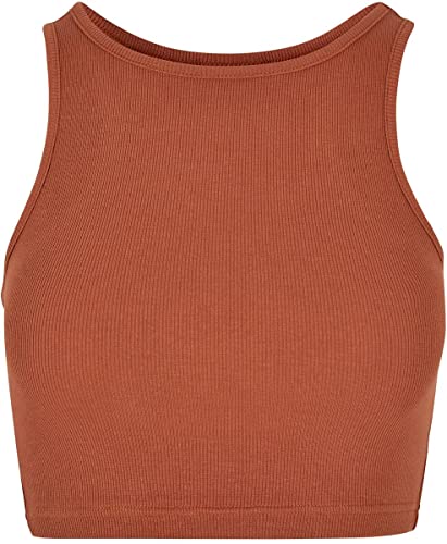 Urban Classics Damska koszulka na ramiączkach z krótkim ściągaczem, Terakota, XL