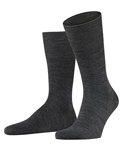 FALKE Mężczyźni Skarpety Airport M SO Wełna Merynosa Bawełna jednokolorowe 1 Para, Szary (Dark Grey 3070), 41-42