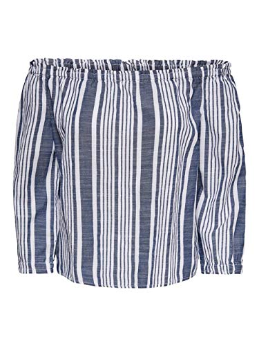 ONLY Damski top, Biały (Cloud Dancer Stripes: Dark Blue), 36