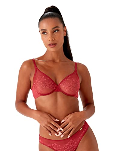 Gossard Damski błyszczący koronkowy biustonosz na co dzień, Raspbery Blush, 80E