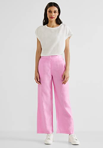 Street One damskie spodnie lniane szerokie, dzika róża, 44W / 32L