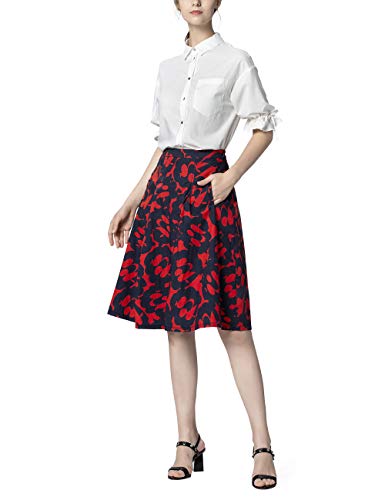 APART Fashion Damska spódnica z nadrukiem, Czerwony-ciemnoniebieski, 36