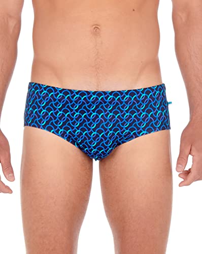 KAJYY Waves Swim Mini Briefs Męskie majtki kąpielowe, Streszczenie Nadruk Niebieski/Granatowy Fale, L