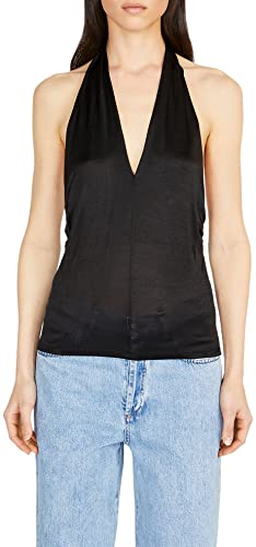 Sisley Damski top 39EBLH00G T-Shirt, Black 100, XS, czarny 100, XS