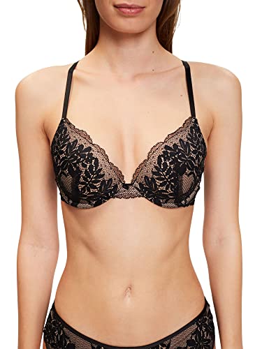 ESPRIT Bodywear Seasonal Lace RCS SEXY biustonosz push-up, czarny, 75 C