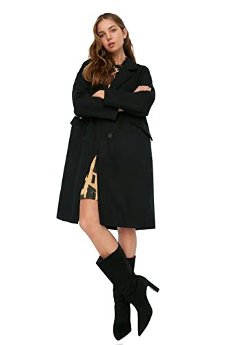 Trendyol Damski płaszcz oversize Basic Cache-Coeur, czarny, 36, Czarny, 34