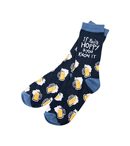 Hatley Skarpety męskie Crew Casual, Niebieski (If You're Hoppy and You Know It 400), rozmiar uniwersalny