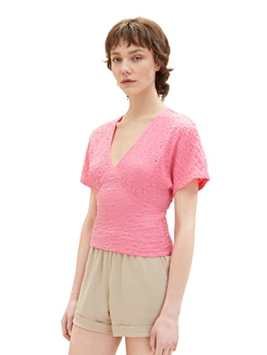 TOM TAILOR Denim Bluzka damska marszczona, 31685 – Fresh Pink, XS