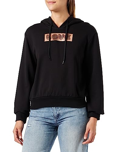 Love Moschino Damska bluza z kapturem o regularnym kroju z długim rękawem, czarna, 38, czarny