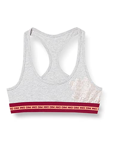 DIM Biustonosz sportowy dla dziewczynek, Gris Chiné Bordeaux, 12 Lata