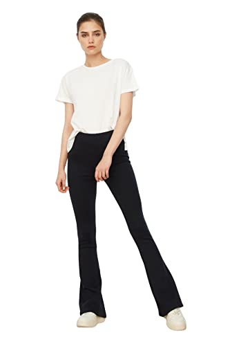 Trendyol Damskie Spodnie Hacivert Flare dzianiny, granatowy, L