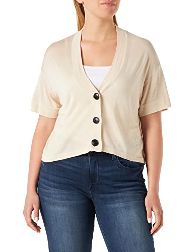 TOM TAILOR Damski Kardigan z krótkim rękawem 1031186, 29517 - Sand Stone Beige, XXL
