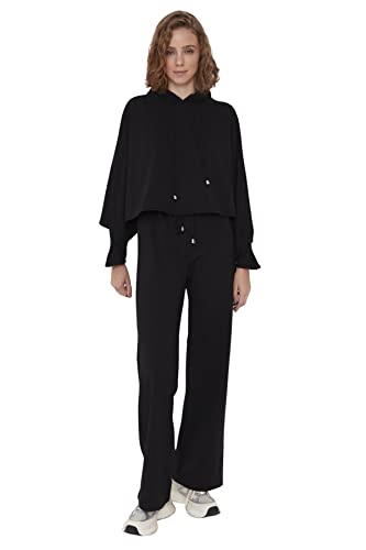 Trendyol damskie spodnie do joggingu Loungewear regularne spodnie do biegania, Czarny, XS
