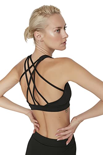 Trendyol Damski biustonosz sportowy z dzianiny, Czarny, S