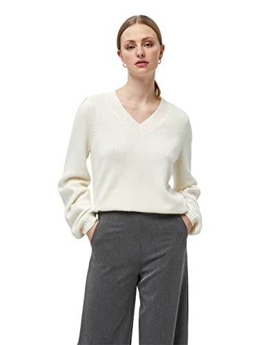 Minus Damski sweter Flora z dekoltem w serek, 220 Broken White, XXL