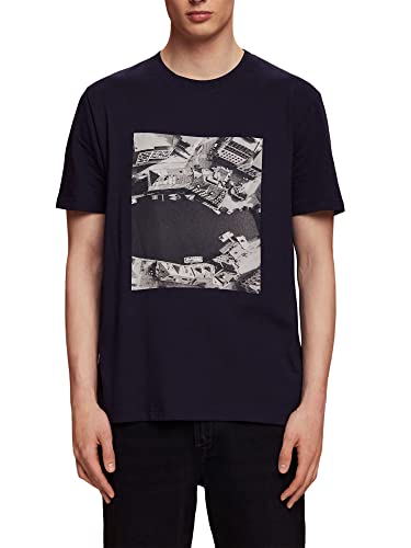 ESPRIT Męski T-shirt 053EE2K314, 400/NAVY, XL, 400/granatowy, XL