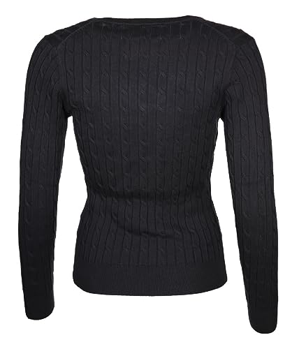 GANT Damski sweter ze stretchu bawełnianego z dekoltem w serek, niebieski (Evening Blue), L