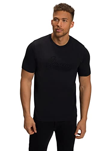 JP 1880 Męski t-shirt z rękawami do łokci z dużym haftem, czarny, 6XL, czarny, 6XL