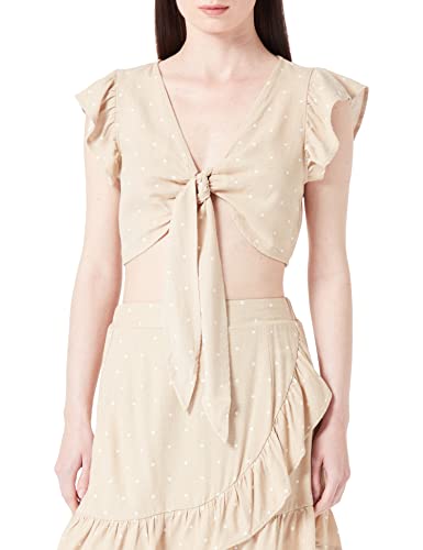 VERO MODA Vmmymilo Sl Crop Tie WVN Ga Top, Irlandzki krem/Aop: śnieżnobiałe kropki, S