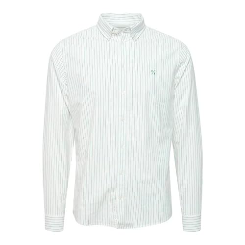 CASUAL FRIDAY Męska koszula CFAnton LS BD Striped Oxford, 110602/Snow biała, M, 110602/Snow White, M