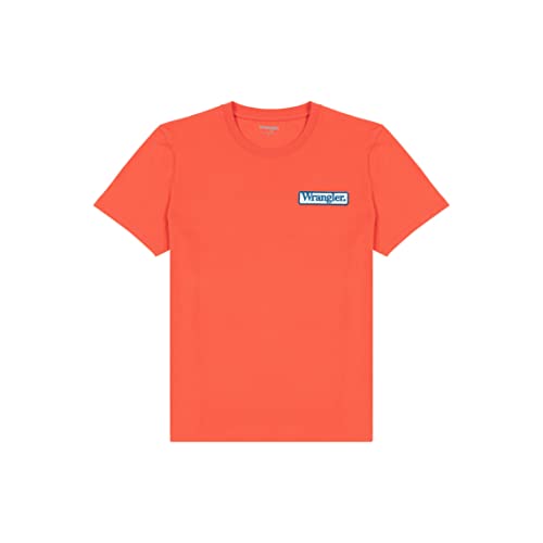 Wrangler Męski t-shirt z logo, papryka, średni, paprykowy, M