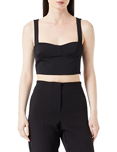 Pinko Damska bluza z frędzlami Top Scu Cloth Stitch Podkoszulek, Z99_Czarna limuzyna, 8, Z99_czarna limuzyna, 30