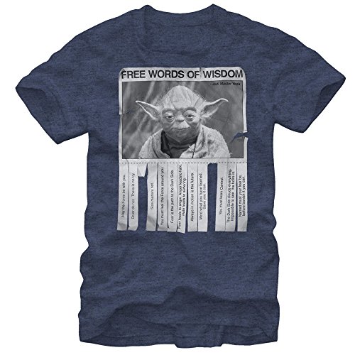 Star Wars Męski T-shirt słowa mądrości, granatowy w stylu vintage., S