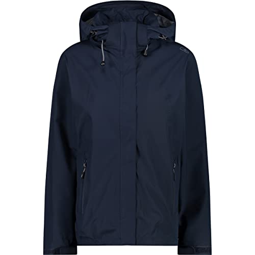 CMP Damska kurtka polarowa Knit Tech Melange z kapturem, Boy, Deep Lake-Danube, 110, czarno-niebieska, 56