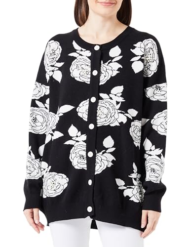 CARNEA Damski sweter z dzianiny z perłami 10425114-CA04, czarno-biały, XS/S, czarny biały, XS-S