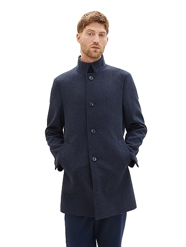 TOM TAILOR Męski płaszcz wełniany 1037407, 32530-niebieski mały Herringbone, S, 32530 - Niebieski, mały śledź, S