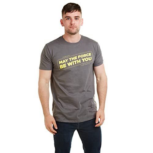 Star Wars Męski T-shirt z napisem Force, Szary (węgiel drzewny Cha), L
