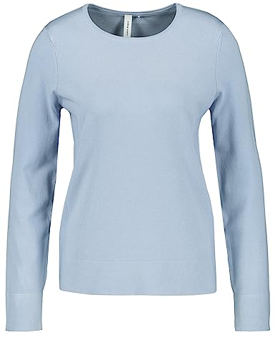 Gerry Weber Damski sweter z długim rękawem z cienkiej dzianiny, z długim rękawem, okrągły dekolt, jednokolorowy, niebieski (Powder Blue), 36