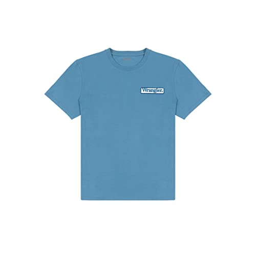 Wrangler Męski t-shirt z logo, Captains Blue, średni, Captains Blue, M