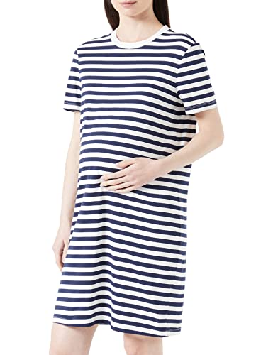 VERO MODA MATERNITY VMMMOLLY SS Noos krótka sukienka, granatowy/paski: śnieżnobiały, M