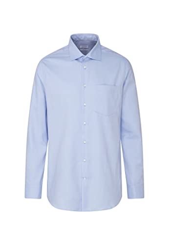 Seidensticker Męska koszula biznesowa – Regular Fit – łatwa do prasowania – kołnierz kent – długi rękaw – 100% bawełna, niebieski, 43