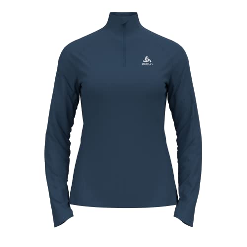 ODLO Damska koszulka Essential Half Zip Midlayer, Niebieskie skrzydło morski, XS