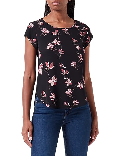 ONLY Onlvic Ss Aop Top Noos Ptm Koszulka Kobiety, Black/Aop: magnolia, 44