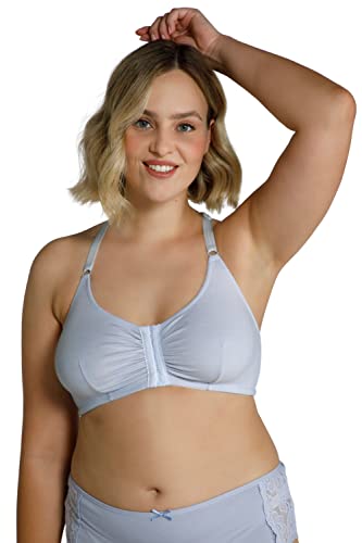 Ulla Popken Damski biustonosz typu bustier, koronka, z przodu, bez fiszbinów, miseczka C-D, Morning Blues, 100