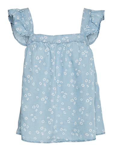 VERO MODA Vmharper Sl Frill Short Top damski, Light Blue Denim/nadruk: aop, XL