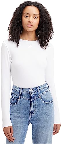Tommy Jeans L/S dzianinowe topy białe, biały, XL