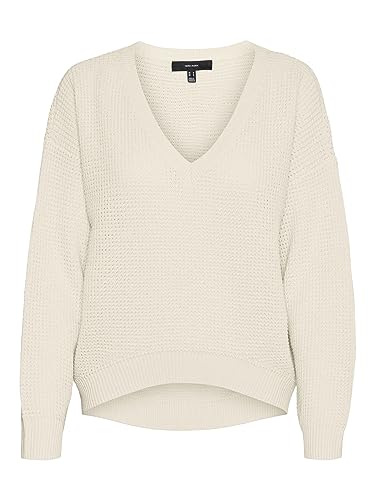 bestseller a/s Damski sweter VMLEANNA LS z dekoltem w serek GA Boo Pulower, brzoza, M