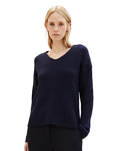 TOM TAILOR Damski sweter Basic z dekoltem w serek, 10668-sky Captain Blue, XS