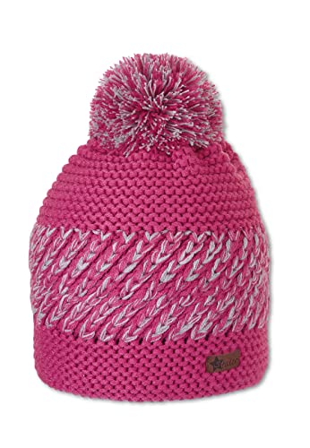 Sterntaler Dziewczęca czapka z pomponem mieszanka wzorów czapka, magenta, 51 cm