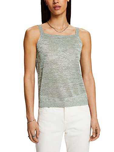 ESPRIT Collection Dzianinowy top z efektem brokatu, Pale khaki, XL