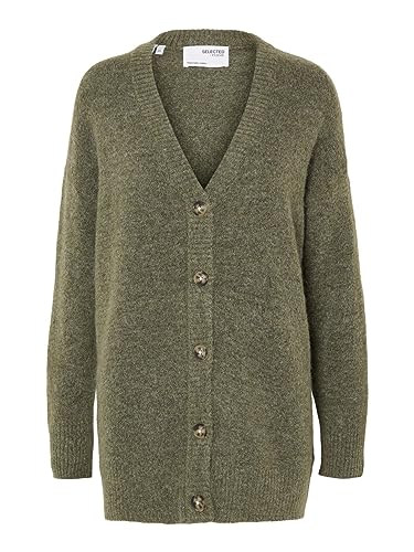 SELECTED FEMME Damska kurtka dzianinowa z merynosów mieszanka wełny, zielony (dusky green), XS