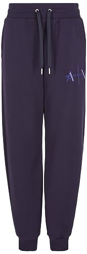 Armani Exchange Damskie spodnie dresowe z logo hip z ćwiekami, mankietami i ściągaczami, Blau, XL